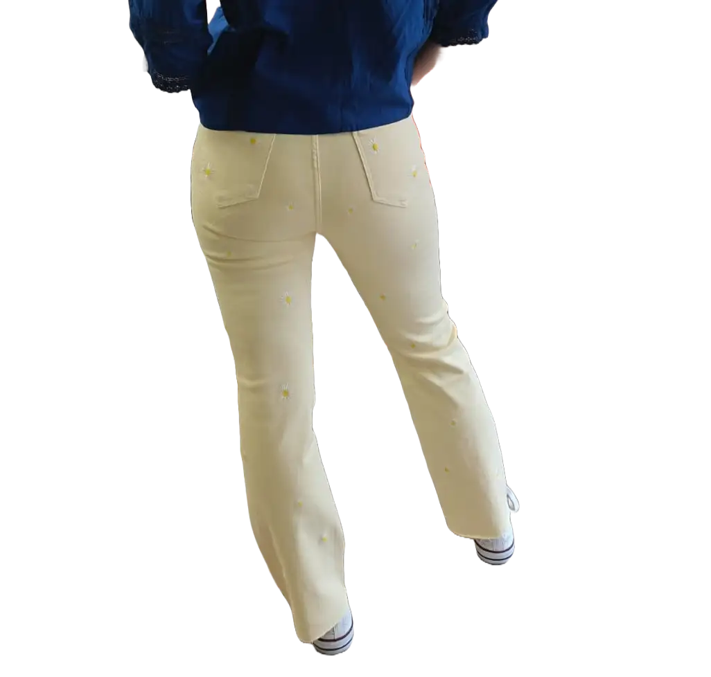 Pantalon marguerites jaune clair